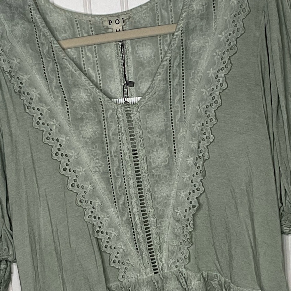 POL Victorian Romantic Sage Green Blouse Tunic Top NWT - Picture 3 of 6